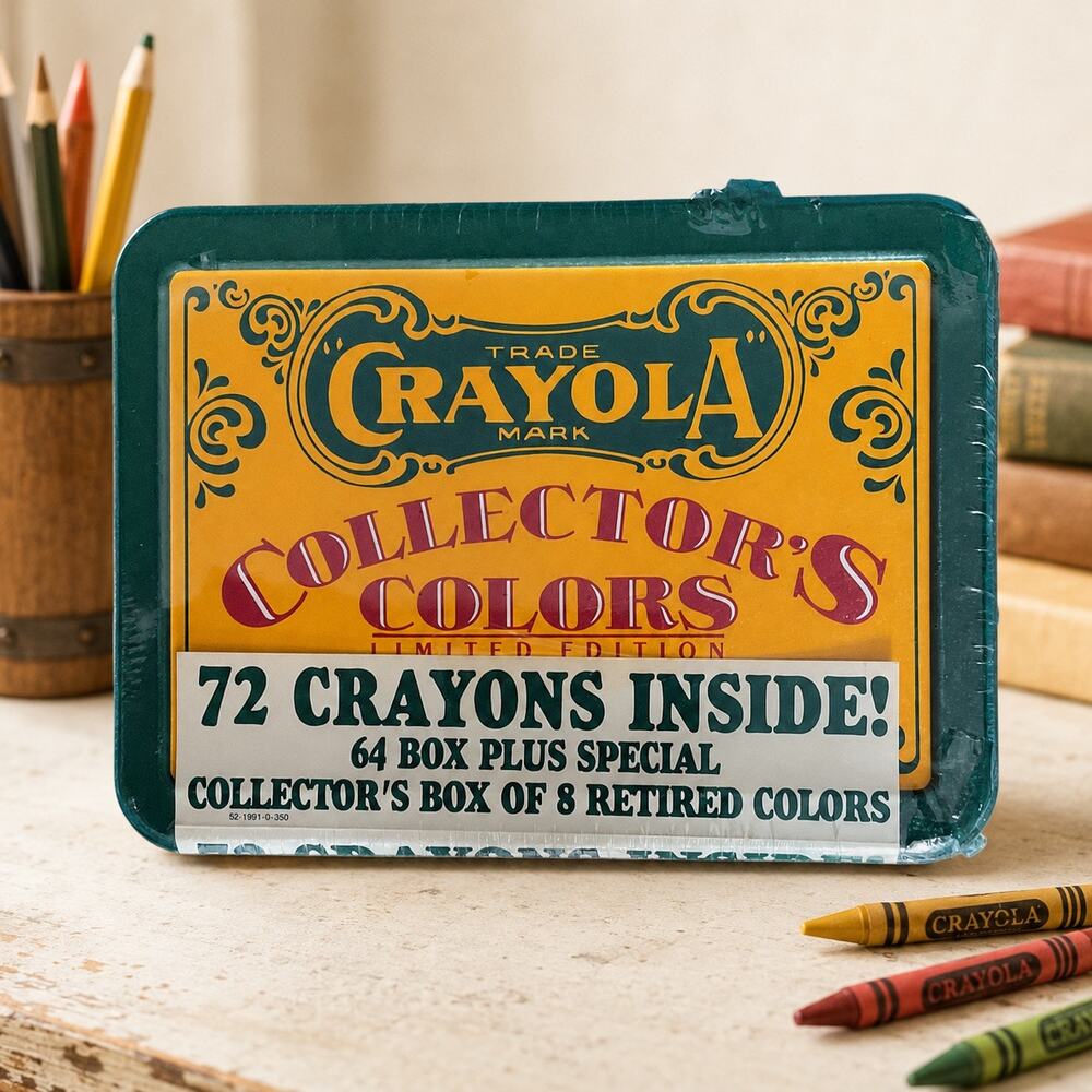 Crayola Collectors Colors Limited Edition Tin 72 Crayons 1991 Sealed Vintage
